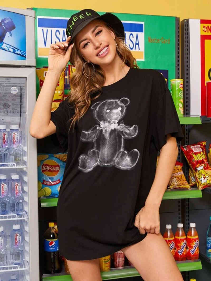Women T Shirt Korean Style Bear 90s Vintage Harajuku Aesthetic Short Sleeve Oversize T-Shirts Cotton Summer Tops Tees Black 210518
Women T Shirt Korean Style Bear 90s Vintage Harajuku Aesthetic Short Sleeve Oversize T-Shirts Cotton Summer Tops Tees Black 210518