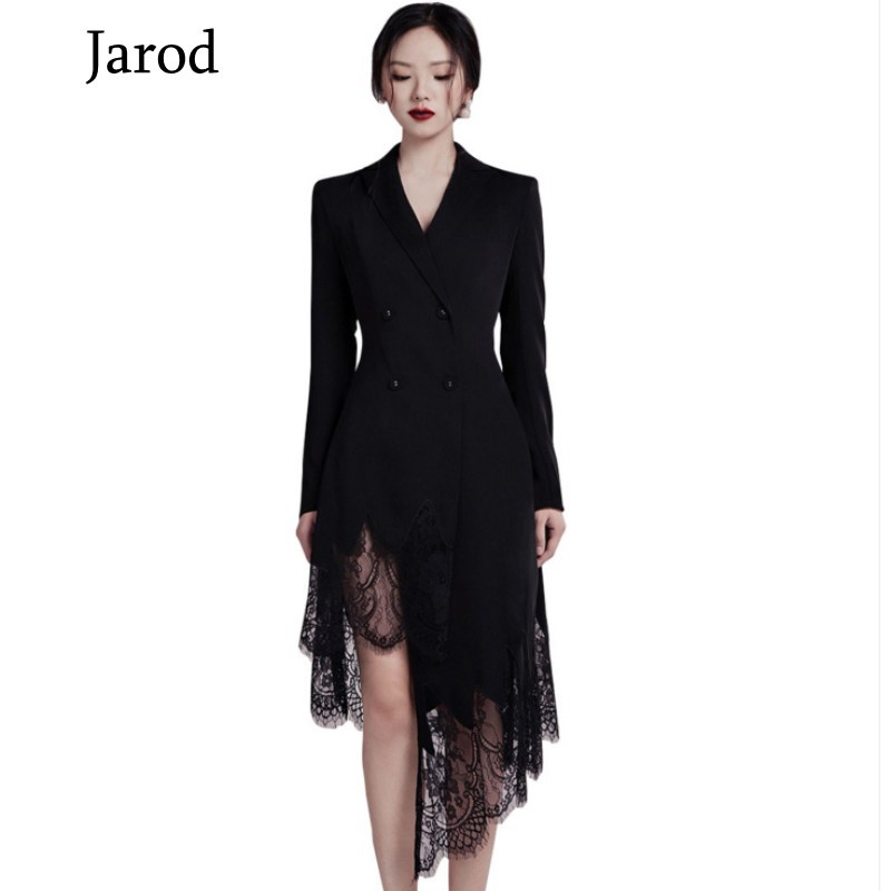 Brand Ladies irregular Dress Runway Autumn Winter Notched collar Double-breasted Long Sleeve Patchwork Lace Women Vestidos 210518, Picture color
Brand Ladies irregular Dress Runway Autumn Winter Notched collar Double-breasted Long Sleeve Patchwork Lace Women Vestidos 210518, Picture color