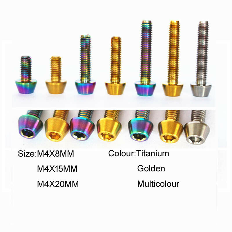 10Pcs Titanium Alloy Tapered Head Hexagon socket Screws Bolts M4*8/15/20mm Factory Direct Sales t09t
10Pcs Titanium Alloy Tapered Head Hexagon socket Screws Bolts M4*8/15/20mm Factory Direct Sales t09t