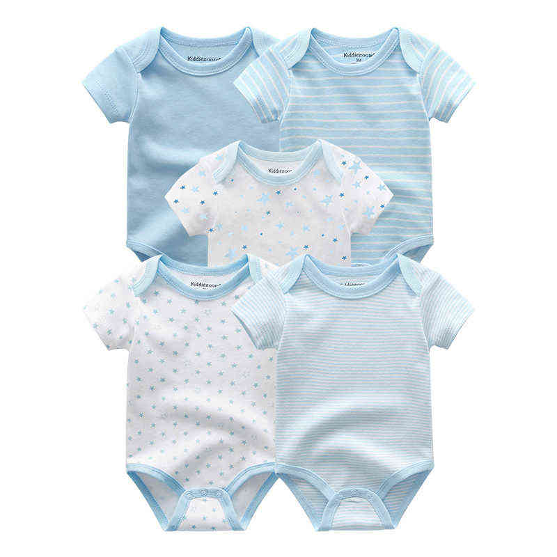 born Boy Clothes 5Pcs Star Print Infant Bodysuit Casual Baby Girl Summer Jumpsuits Set Kids Baby's Costumes ropa para bebes 211101