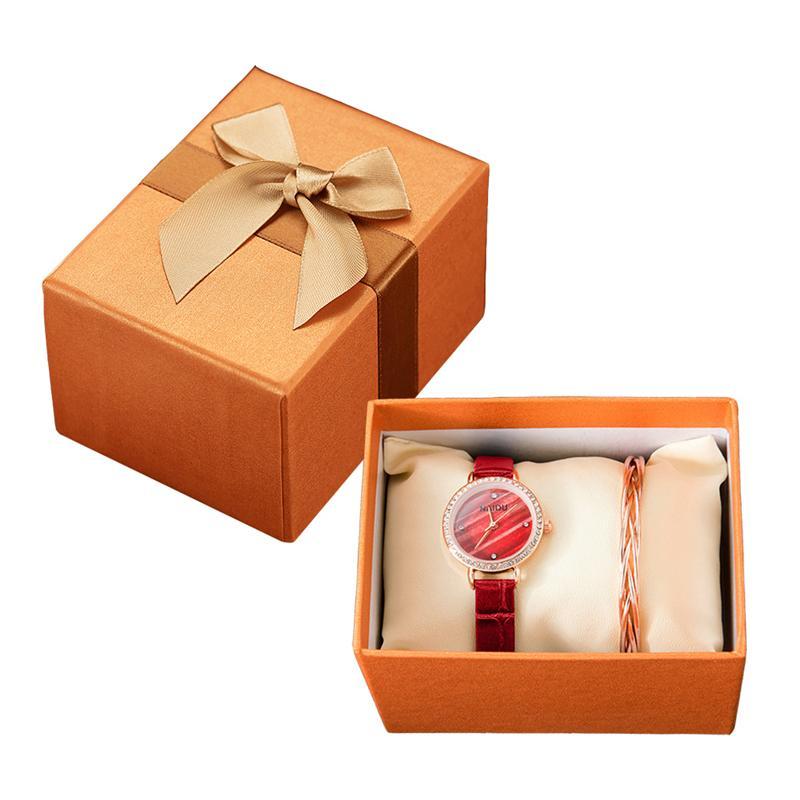 Wristwatches 1Set Woman Fashionable Watch Classic Lady Colt Quartz Gift Set, Red