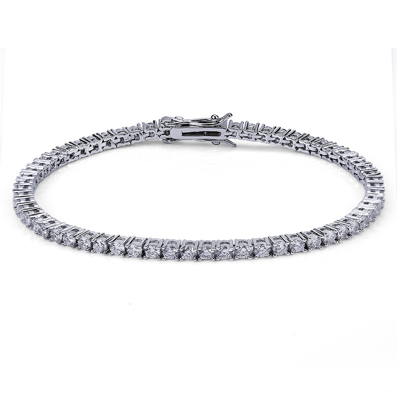 Mens Rose Gold Tennis Bracelets Iced Out Chain Fashion Hip Hop Bracelet Jewelry 3mm