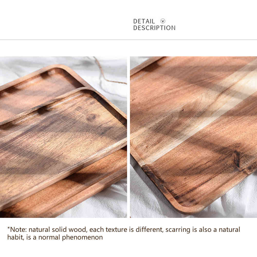 Wooden Serving Tray Rectangle Wooden Tea Tray Dessert Snacks Coffee Food Storage Dish For Hotel Home Kitchen Dresser