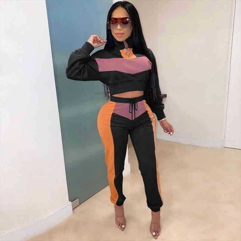 autumn and winter sports womens pants suit stitching color long sleeve zipper coat sweatpants two-piece tracksuit for women, White
autumn and winter sports womens pants suit stitching color long sleeve zipper coat sweatpants two-piece tracksuit for women, White