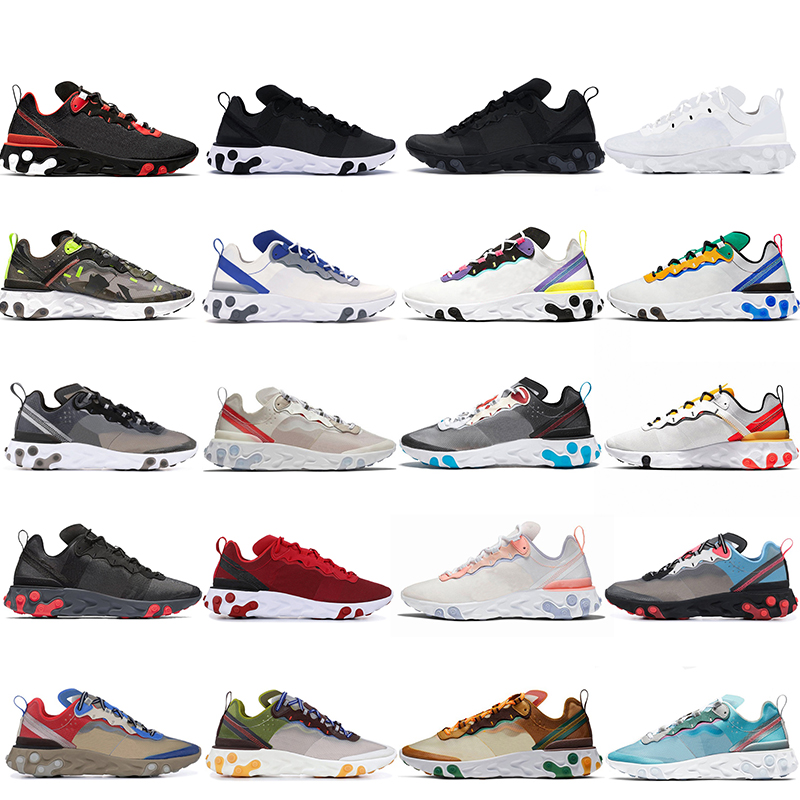 2021 top running shoes react vision Triple Black script Camo hyper pink Anthracite Sail Dark Grey Tour Yellow mens womens sports sneakers, 87 sail
