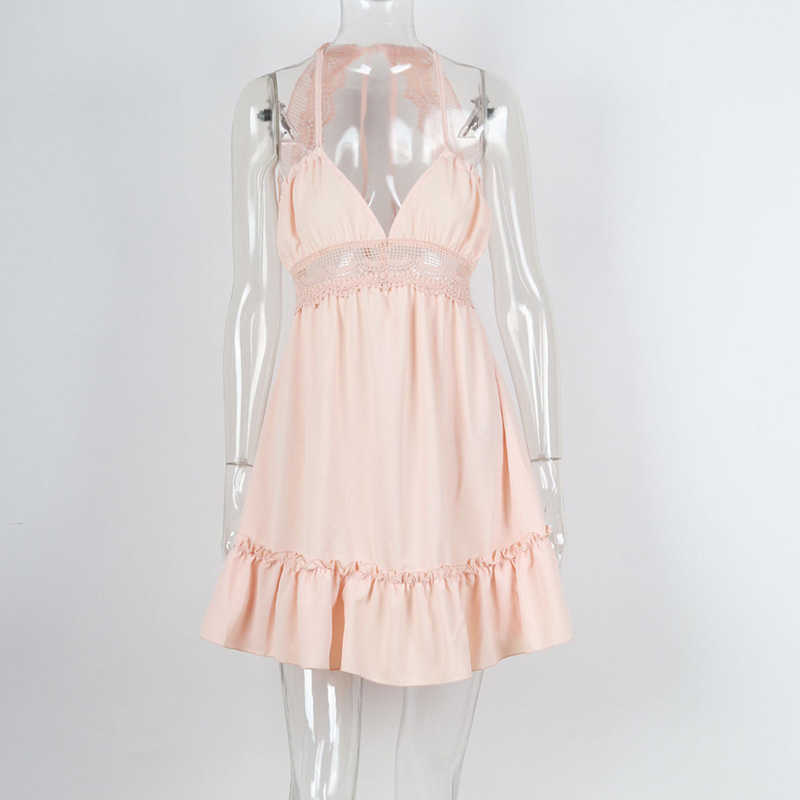 Summer Women Sexy Dresses Back Lacing Straps Backless Dress Beach Clothing Female 210630