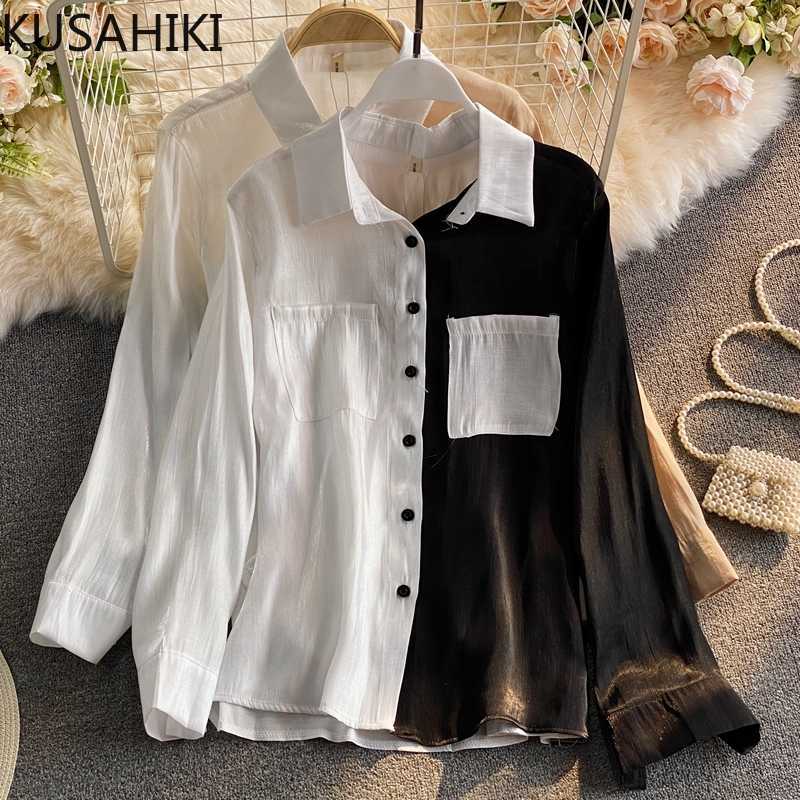 Spring Korean Elegant Blouse Shirt Causal Patchwork Hit Color Blusa Femme Long Sleeve Turn-down Collar 6G873 210603, Black
Spring Korean Elegant Blouse Shirt Causal Patchwork Hit Color Blusa Femme Long Sleeve Turn-down Collar 6G873 210603, Black