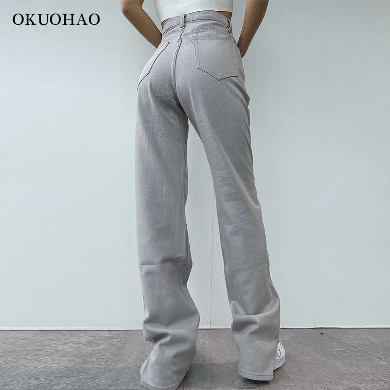 Flared Jeans Women High Waist Mom Denim Trousers Female Streetwear White Vintage Clothes Boot Cut Wide Oversize Pants 210922