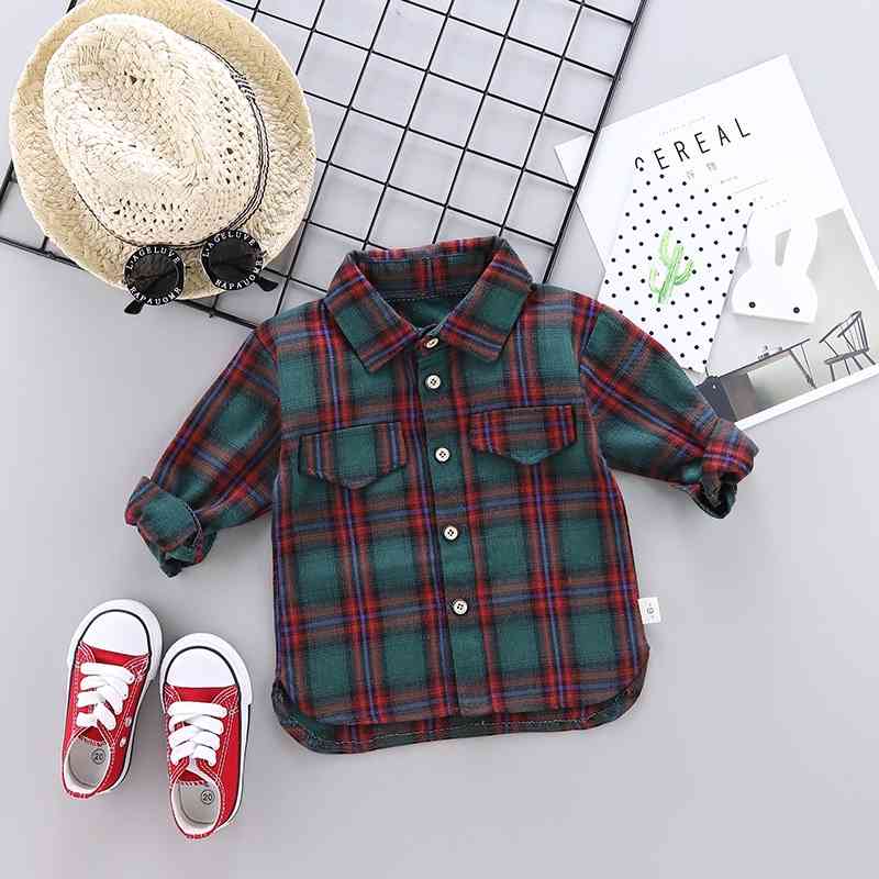 Kids Plaid Shirts Trendy Sale Children Kid Boys Girls Long Sleeve Buttons Pocket Tops Shirt Turn Down Collar Casual Blouses 210713