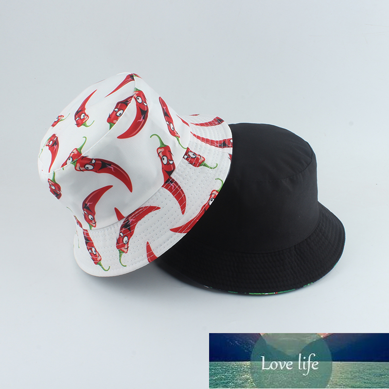 New Fashion Panama Hat Vegetables Pepper Printed Bucket Hat Reversible Fishing Cap Summer Sun Hats For Women Men Gorras Factory price expert design Qu