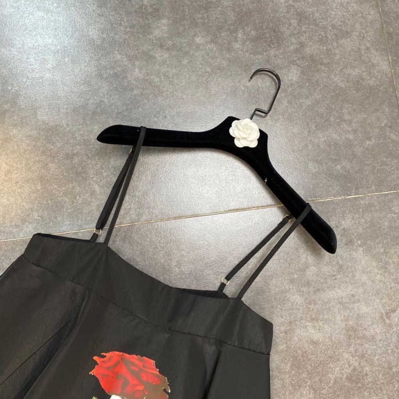 DEAT Women Dress Fashion Spring Summer Ladies Rose Flower Print Sexy Dress HR421 210709