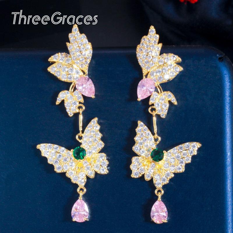 Dangle & Chandelier ThreeGraces Gorgeous Yellow Pink CZ Crystal Gold Color Lovely Butterfly Long Earring For Women Prom Costume Jewelry ER48, Silver
Dangle & Chandelier ThreeGraces Gorgeous Yellow Pink CZ Crystal Gold Color Lovely Butterfly Long Earring For Women Prom Costume Jewelry ER48, Silver