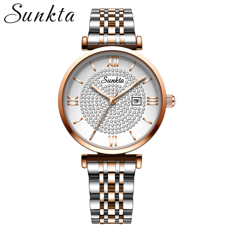 SUNKTA Women Luxury Brand Watch Casual Dress Quartz Lady Waterproof Wristwatch Female Diamond Watches Clock Gift Reloj Mujer 210517, Golden white
SUNKTA Women Luxury Brand Watch Casual Dress Quartz Lady Waterproof Wristwatch Female Diamond Watches Clock Gift Reloj Mujer 210517, Golden white