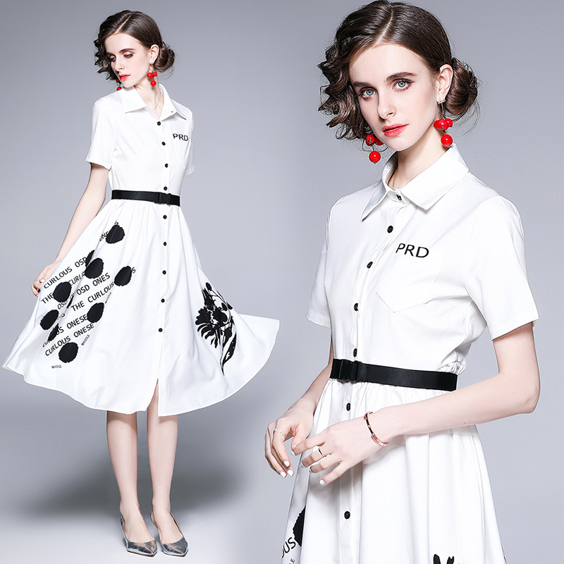 Quality Runway Printed White Shirt Dress 2021 Designer Short Sleeve Lapel Sashes Prom Ladies A-Line Dresses Slim Business Party Office Summe, Black;gray
Quality Runway Printed White Shirt Dress 2021 Designer Short Sleeve Lapel Sashes Prom Ladies A-Line Dresses Slim Business Party Office Summe, Black;gray