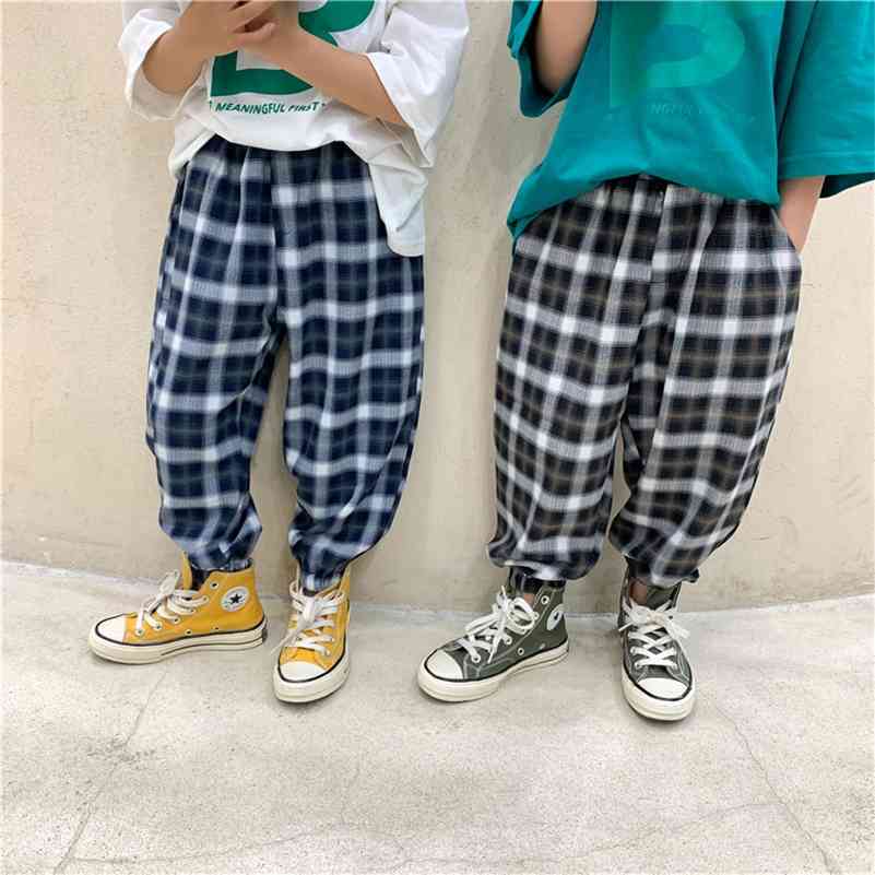 Autumn thin loose plaid casual trousers unisex all-match ankle-tied pants 2-7 years boys and girls bottoms 210708, Brown
Autumn thin loose plaid casual trousers unisex all-match ankle-tied pants 2-7 years boys and girls bottoms 210708, Brown