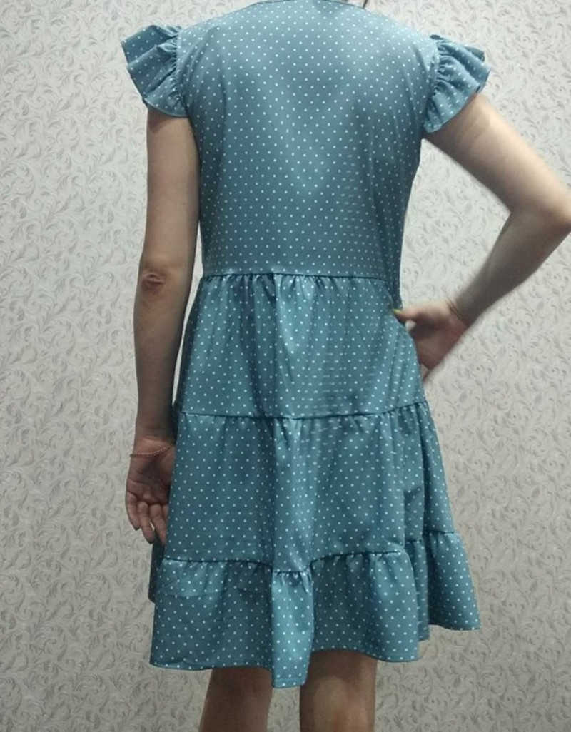 Summer Dress Women Polka Dot Street Sexy Casual Loose Thin Beach Party Plus Size V Neck Mini Female Vestidos 210623