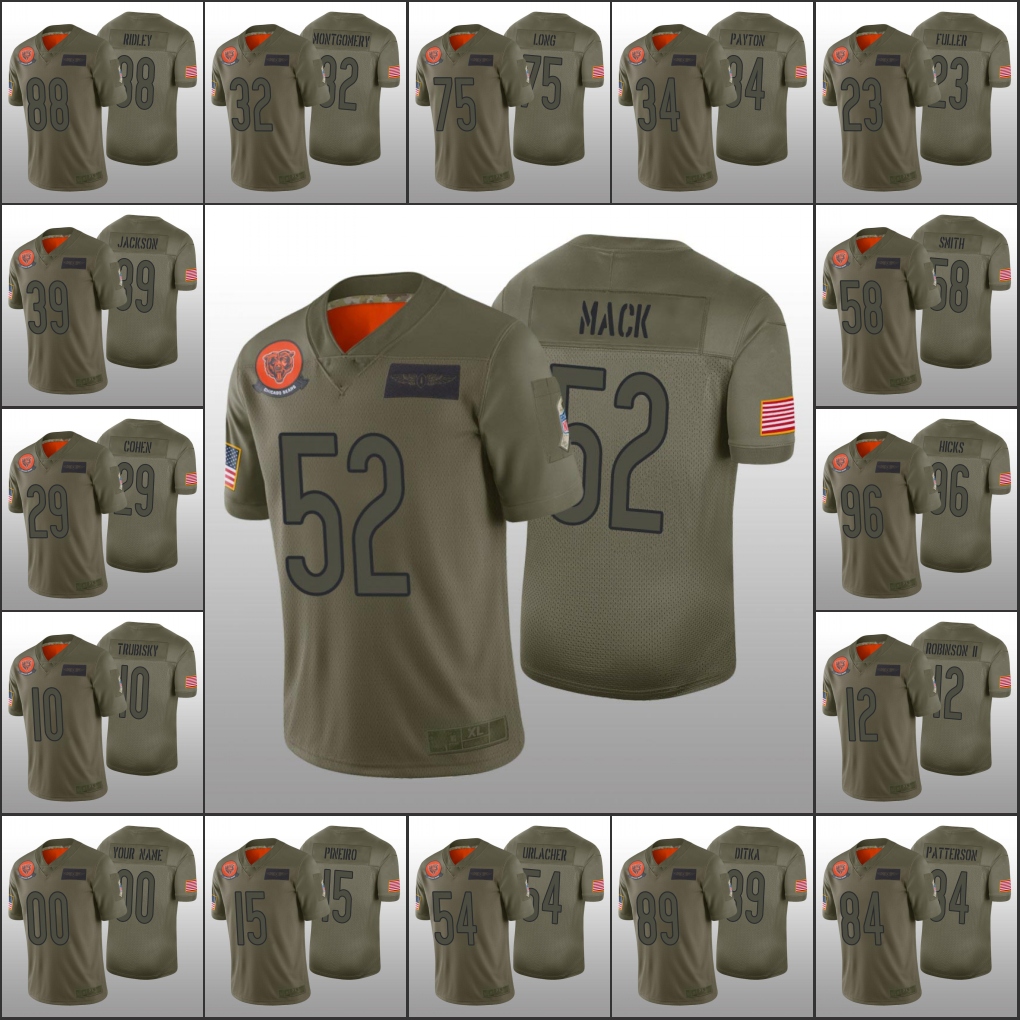ChicagoBearsMen #34 Walter Payton 52 Khalil Mack 39 Eddie Jackson Custom Women Youth Salute to Service Camo Jersey, Black
ChicagoBearsMen #34 Walter Payton 52 Khalil Mack 39 Eddie Jackson Custom Women Youth Salute to Service Camo Jersey, Black