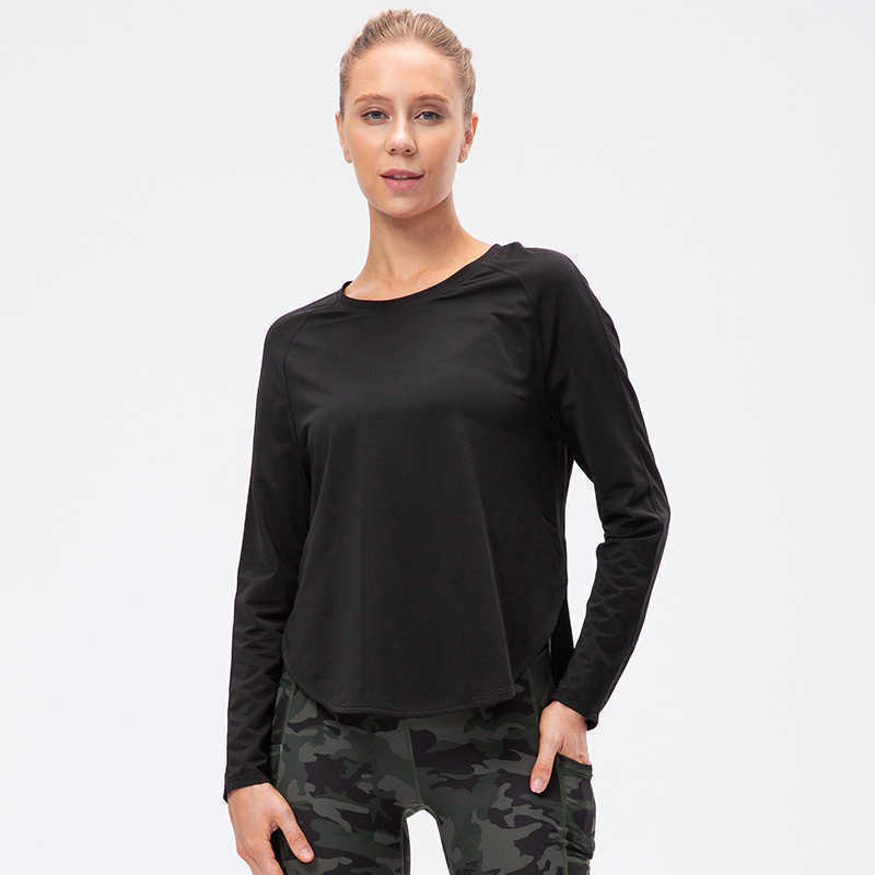 Women's autumn winter yoga outfits tops clothes loose and thin running sports long sleeve T-shirt fast drying breathable training fitness Shirt
