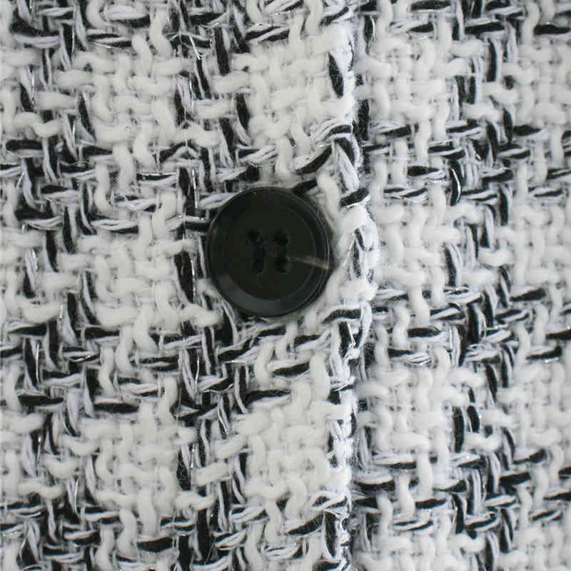 Evfer Women Fashion Plaid Autumn Hm White Long Jackets Chic Lady Casual Single Breasted Sleeve Winter Thick Coats Outwear 210421