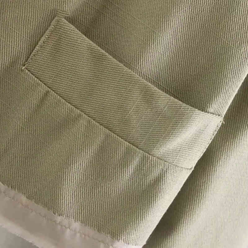 Fashion Army Green Color Short Blazer Women Patchwork Long Sleeve Work Wear Blazers Lady Pocket Single Button Coat 210414