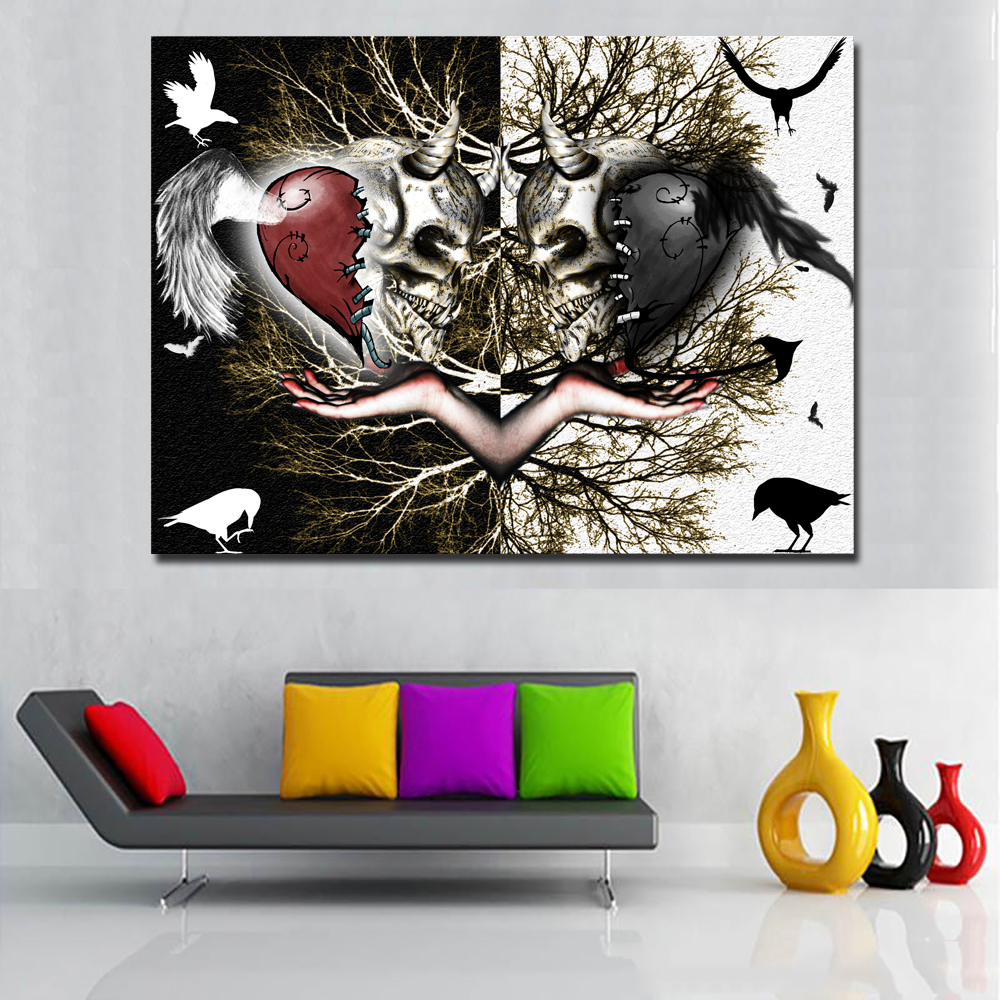 Dark Color Pop Art Abstract Love Art Painting Printed on Canvas Modern Wall Art Picture for Living Room Poster Cudros Decor