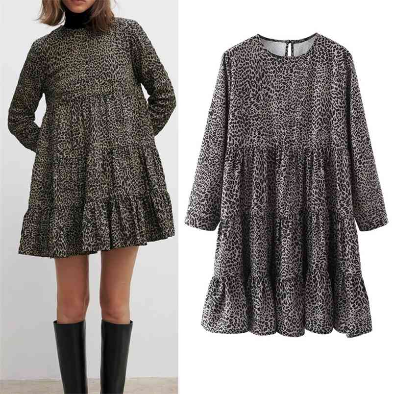 Leopard Printed Mini Dress Women Vintage Ruffle Winter Long Sleeve Woman Loose Ruched Casual Ladies es 210519
Leopard Printed Mini Dress Women Vintage Ruffle Winter Long Sleeve Woman Loose Ruched Casual Ladies es 210519