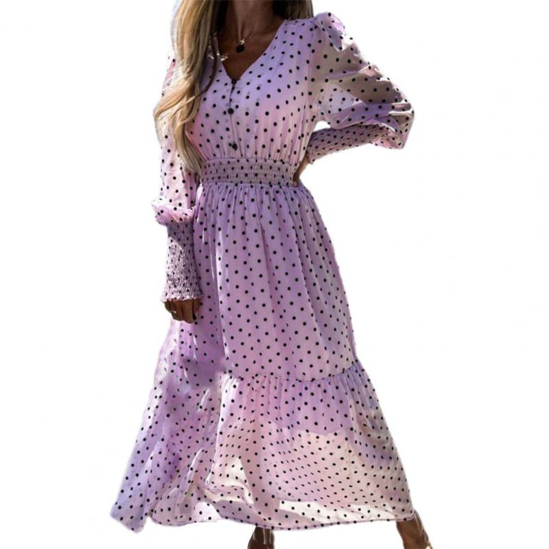 Women's Swimwear Chiffon Dress 2021 Elegant Dot Print Sexy Button V Neck Lady Maxi Party Fashion Slim Elastic Waist Long Sleeve, Purple
Women's Swimwear Chiffon Dress 2021 Elegant Dot Print Sexy Button V Neck Lady Maxi Party Fashion Slim Elastic Waist Long Sleeve, Purple