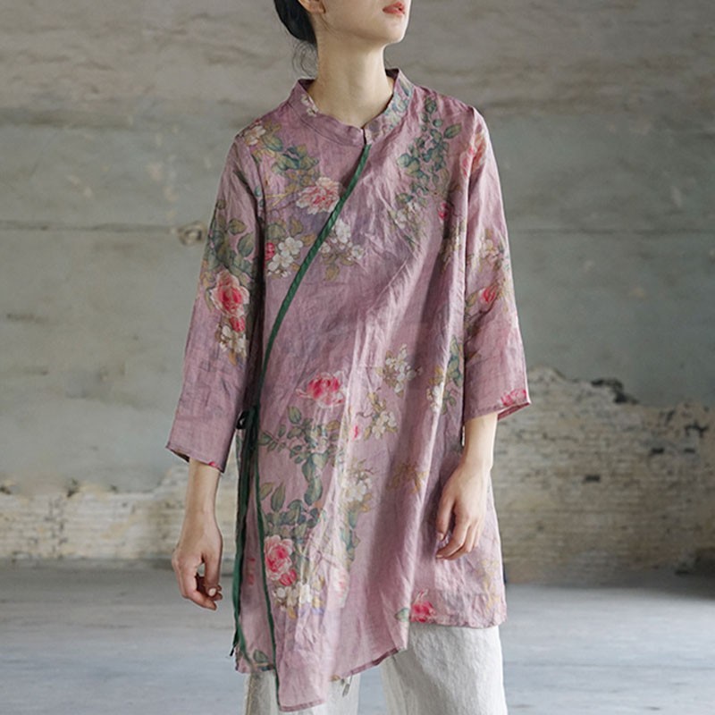 Johnature Cotton Linen Retro Print Stand Three Quarter Sleeve Irregular Lace Up Shirt Spring Loose All-match Women Tops 210521, Yellow
Johnature Cotton Linen Retro Print Stand Three Quarter Sleeve Irregular Lace Up Shirt Spring Loose All-match Women Tops 210521, Yellow