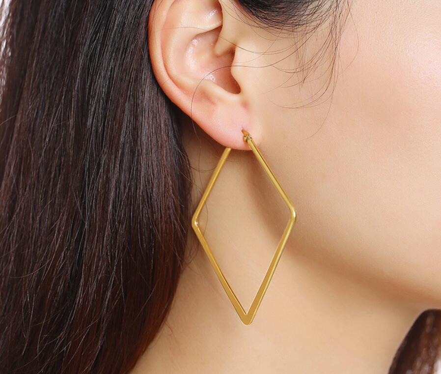 5Pair Lot In Bulk Stainless Steel Huggie Gold Silver Black Color Large Plain Square Hinged Hoop Earrings for Women Girls Gifts