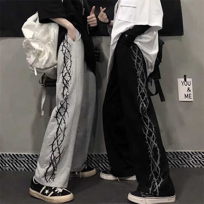 HOUZHOU Pants Women Printed Loose Unisex Couples Trousers Harajuku Streetwear Hip Hop Vintage Korean Fashion Wide Leg 211115