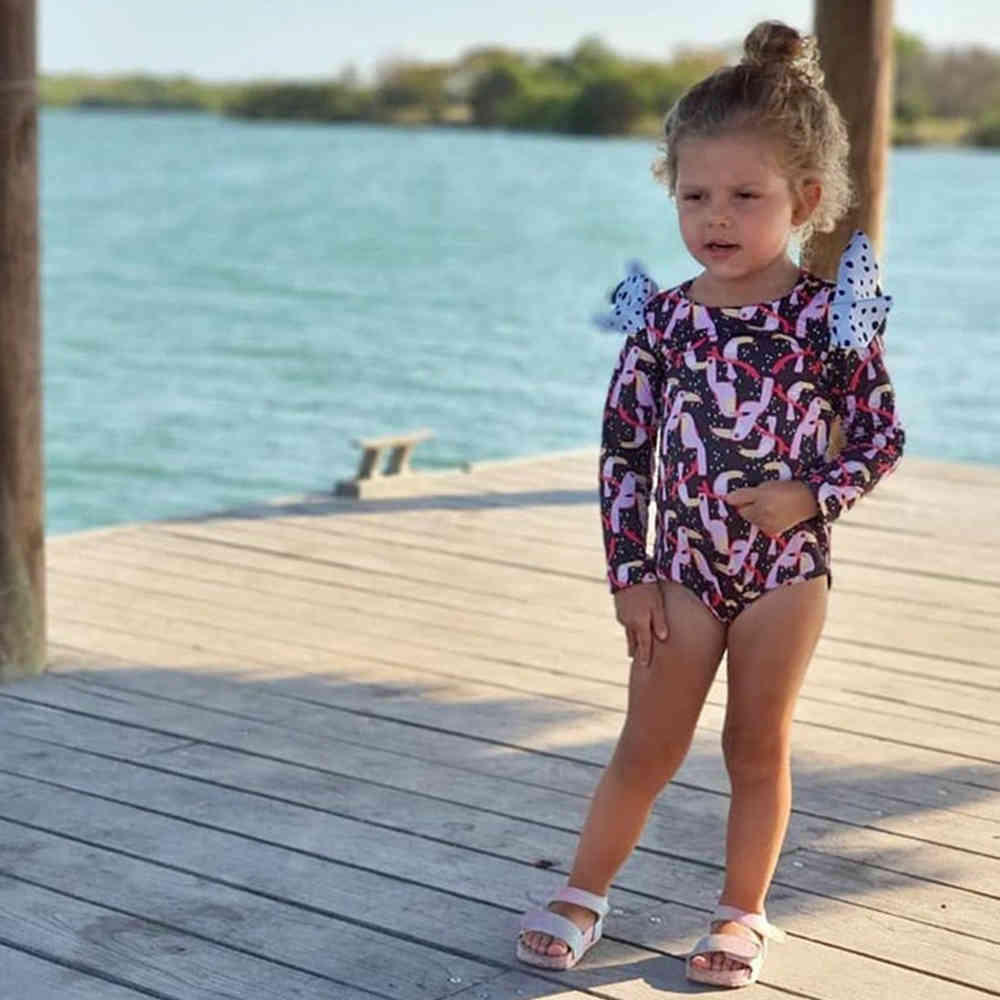 Swimsuit Women Sunscreen Swimwear Mother Daughter Swimsuits Matching Outfits Beachwear Mommy And Me Bathing Suits 210521