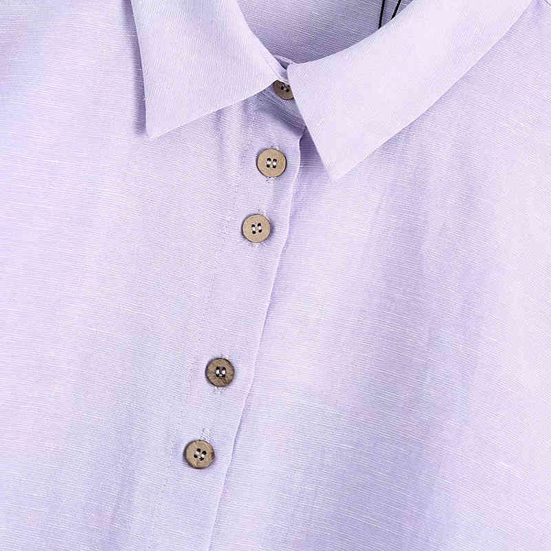 Women Fashion Solid Color Short Smock Blouse Female Single Breasted Kimono Shirt Chic Casual Slim Blusas Tops 210521