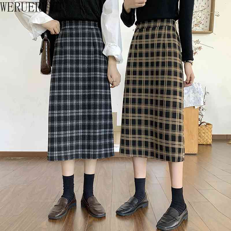 WERUERUYU Autumn and Winter Houndstooth Skirt Women's Split Skirt Long Woolen Tartan Skirt Woman Skirts 210608, Photo color
WERUERUYU Autumn and Winter Houndstooth Skirt Women's Split Skirt Long Woolen Tartan Skirt Woman Skirts 210608, Photo color