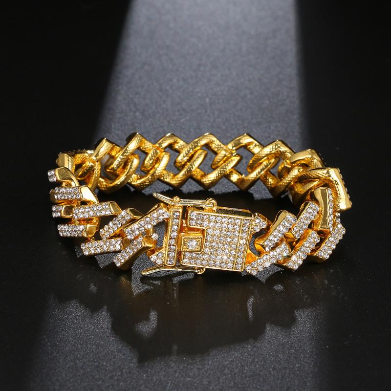 Link, Chain Fashion Micro Paved Rhinestone Link Gold Miami Curb Cuban Cz Bling Rapper Bracelet For Men Hiphop Jewelry
Link, Chain Fashion Micro Paved Rhinestone Link Gold Miami Curb Cuban Cz Bling Rapper Bracelet For Men Hiphop Jewelry