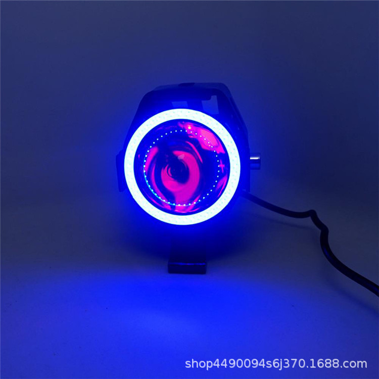 Motorcycle LED Headlight Driving Moto Spotlight w/ Switch MINI U7 Fog Spot Head Light Angel Eye Devil Eye Decorative Lamp