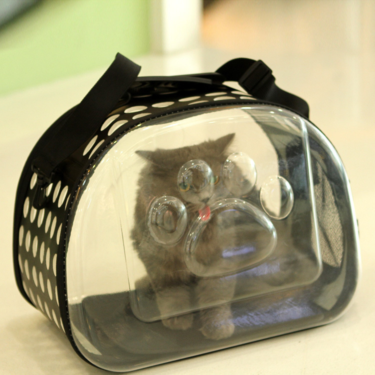 Transparent pet bag fashion cat oblique cross out home foldable washable four seasons universal comfortable and spacious