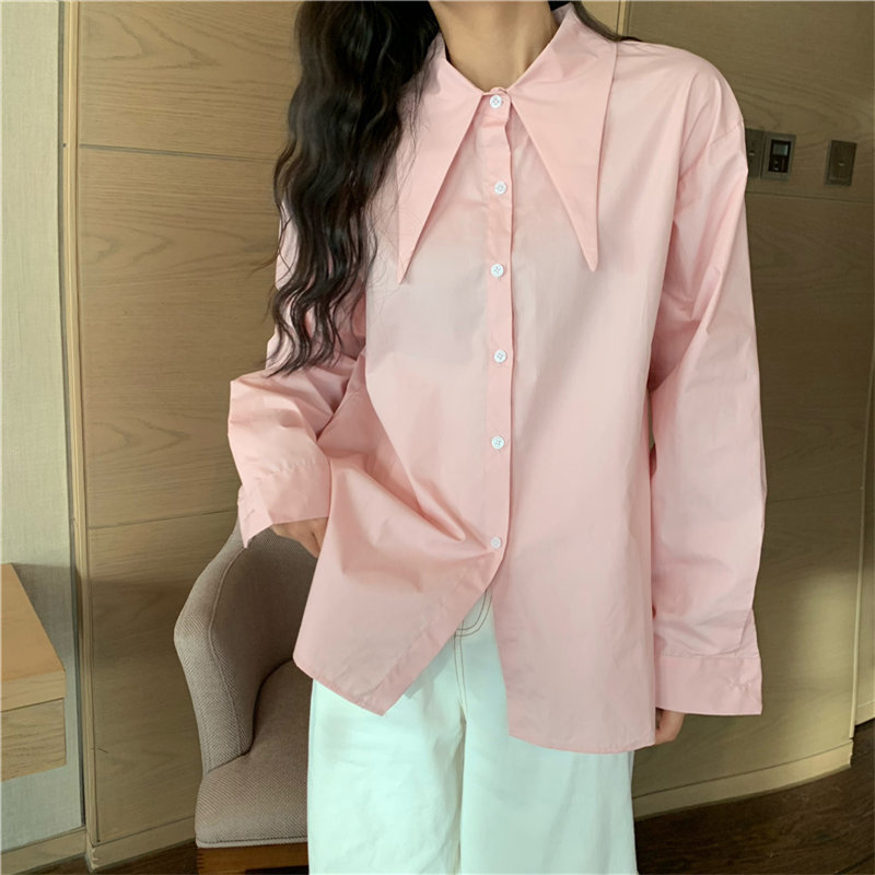 All Match Brief Casual Streetwear Women OL Solid Office Lady Femme Tops Shirts Girls Loose Stylish Blouses 210421