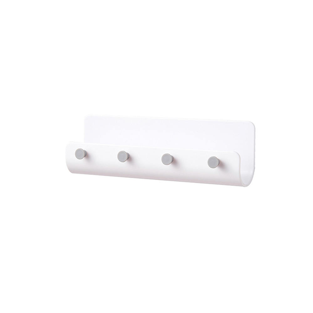 U-Shaped 4-Hooks Kitchen Bathroom Storage Rack Shelf Hook Hanger Wall Mounted Shower Holder Organizer No Drilling