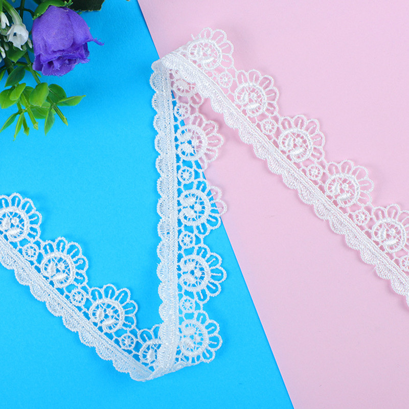14 Yards/lot Apparel Fabric Hollow Mesh Embroidery Flower Fabrics Lace DIY Wedding Lolita Children's Clothing Underwear Sewing Accessories 2.5cm 