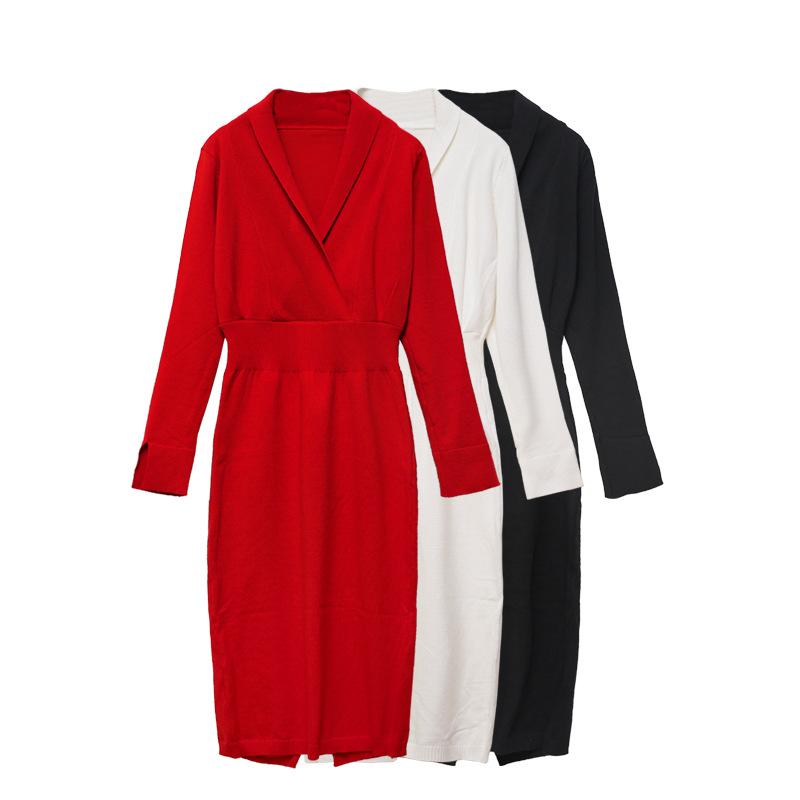 Elegant Tweed Women Lapel Long Sleeve High Waist Belt Knitted Temperament Female Autumn Fashion EVenign Party Sexy Midi Dress Casual Dresses