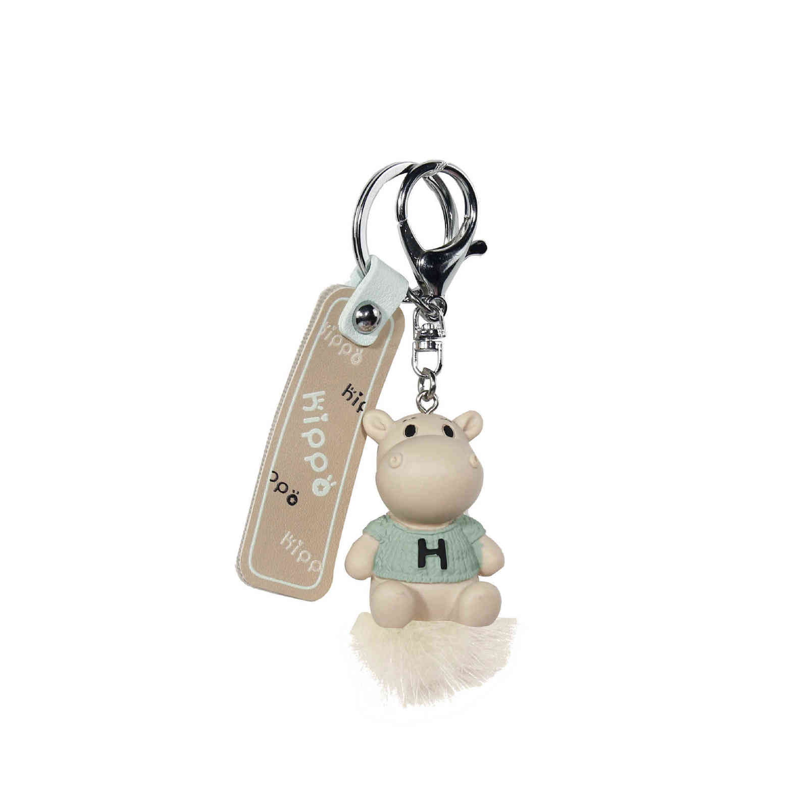 Fashion Cartoon Hippo Keychain Cute Three-dimensional Striped Keychain Fun Phone Bag Car Pendant Key ring H1126