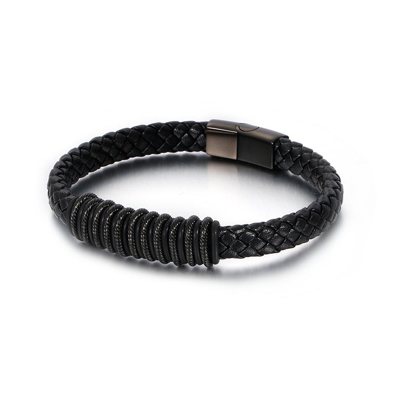 Bangle Fashion Twist Black Leather Men Gold Silver Stainless Steel Tape Buckle Punk Simple Trendy Style
Bangle Fashion Twist Black Leather Men Gold Silver Stainless Steel Tape Buckle Punk Simple Trendy Style