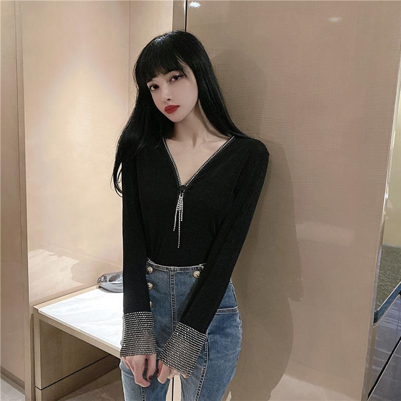 Fashion Women Sweater Office Lady Casual Zipper Twinkle Long Sleeve V-Neck Patchwork Knitted Pullovers Autumn Winter 2021 Women's Sweaters, Black
Fashion Women Sweater Office Lady Casual Zipper Twinkle Long Sleeve V-Neck Patchwork Knitted Pullovers Autumn Winter 2021 Women's Sweaters, Black