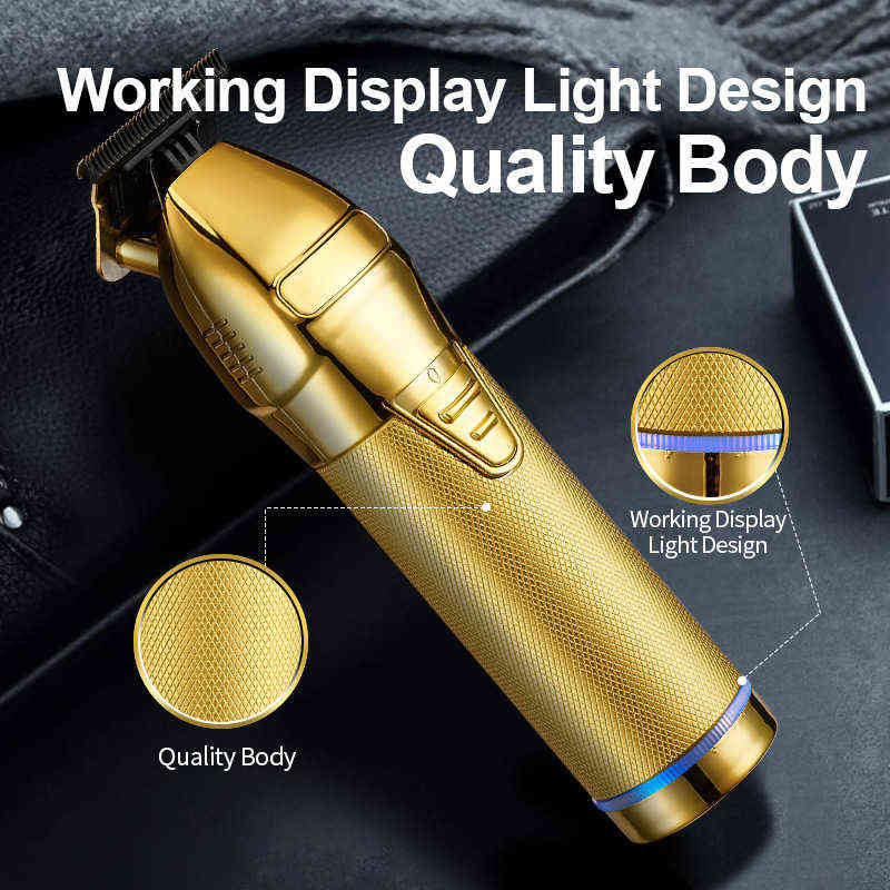Professional Hair Trimmer Gold Electric For Men Cordless Rechargeable Shaver Barber Cutting Machine T Styling 220121