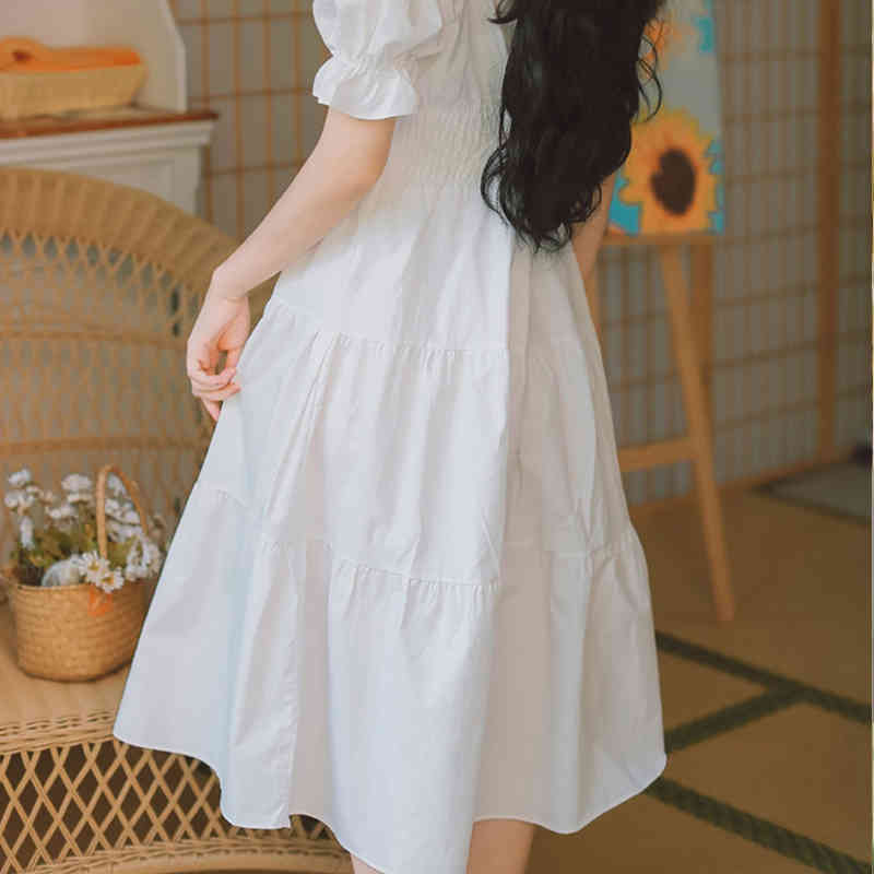 Luck A Girl Summer Purple Elegant Lace Long Maxi Dress Vintage Square Collar French Princess Dresses Casual Holiday Party Dress 210331