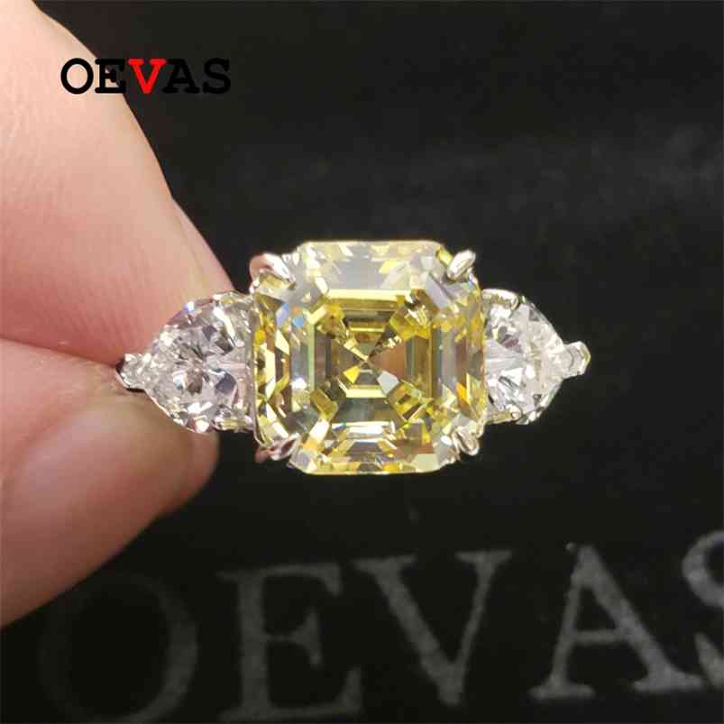 OEVAS Solid 925 Sterling Silver Sparkling 10*10mm Topaz Greated High Carbon Diamond Wedding Rings Party Fine Jewelry 210701 
OEVAS Solid 925 Sterling Silver Sparkling 10*10mm Topaz Greated High Carbon Diamond Wedding Rings Party Fine Jewelry 210701