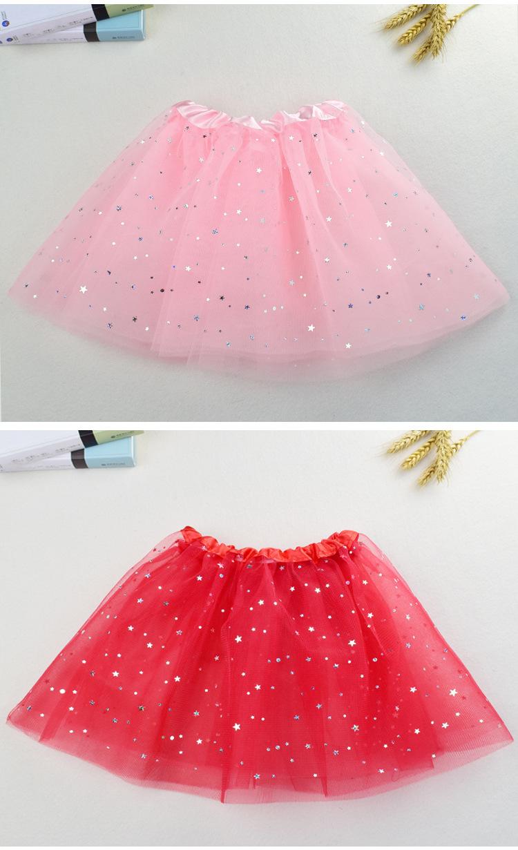 2022 Girls Sparkle Glitter Sequins Stars Dance Ballet Tulle Tutu Skirt Princess Dress with 3 layers tulle tutu toddler 8 colors available