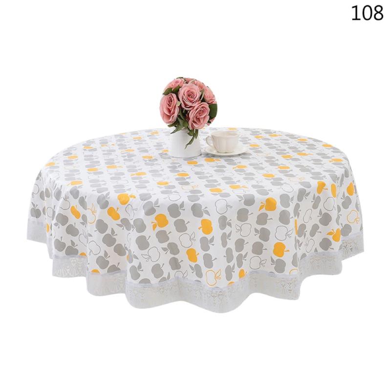 Waterproof Flower Lace Round Tablecloth Kitchen Dining Table Cover Decor Washable Cloth For Tea