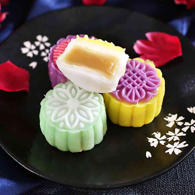 Moon Cake Mould Mold With 6Pcs Stamps Around Flower Baked Mooncake Hand Diy Tool