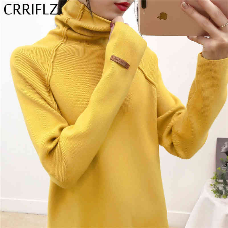 Autumn Winter Turtleneck Knitted Sweater Women Casual Long Thick Solid Full Sleeve Pullovers Top CRRIFLZ 210520, Yellow
Autumn Winter Turtleneck Knitted Sweater Women Casual Long Thick Solid Full Sleeve Pullovers Top CRRIFLZ 210520, Yellow